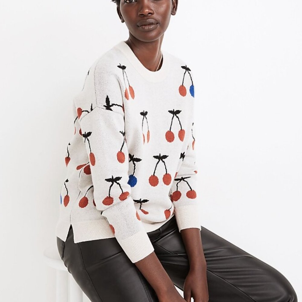 Madewell Cherry Jacquard Pullover Sweater in Wool / Alpaca Blend - XS